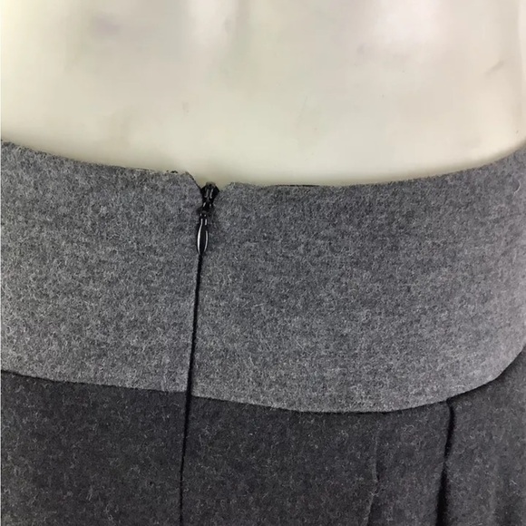 Vince Sz 4 Wool Angora Color Block Pleat A-Line Skirt Black Gray Business - Picture 5 of 7